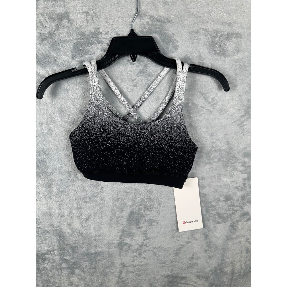 Lululemon Energy Bra Ice Pixie Black White Ombre Speckled LW2AN7S Size 4 NWT - Picture 3 of 7